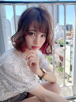 フラミューム 関内店(flammeum)&nbsp;ひし形ショートボブ☆インナーカラーピンク