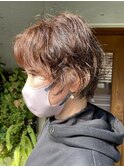 ショートパーマ ニュアンスパーマ ブラウンカラー