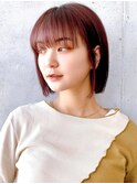 say.ぱっつん前髪ベビーピンクアースカラーレイヤーボブ丸顔韓国