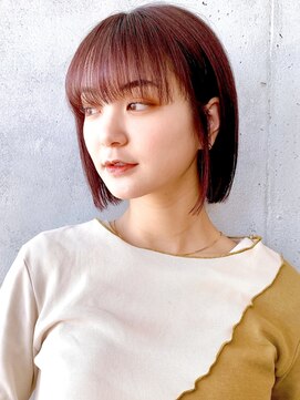 セイドット リー(Say. Ree) say.ぱっつん前髪ベビーピンクアースカラーレイヤーボブ丸顔韓国