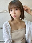 大人可愛い ヘーゼルブラウン ストレートナチュラルボブ 新宿