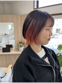 ウルフ×インナーカラー×アプリコットオレンジ