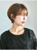 丸みショート・ボブ/丸顔/前髪あり/絶壁解消/40代/30代/長め
