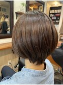 レイヤーボブ　ベージュマットブラウン
