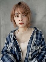 ギークス(GEEKS)&nbsp;【GEEKS渋谷】冬カラー/くびれボブ/オレンジベージュ/ハイトーン