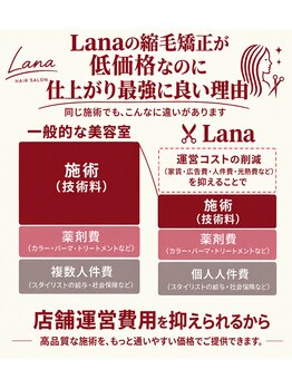 ラナ 天神今泉(Lana)の写真/Lanaでは他店では真似できない　高品質な薬剤+経験豊富な技術で　もっとお客様が通いやすい価格を実現　♪
