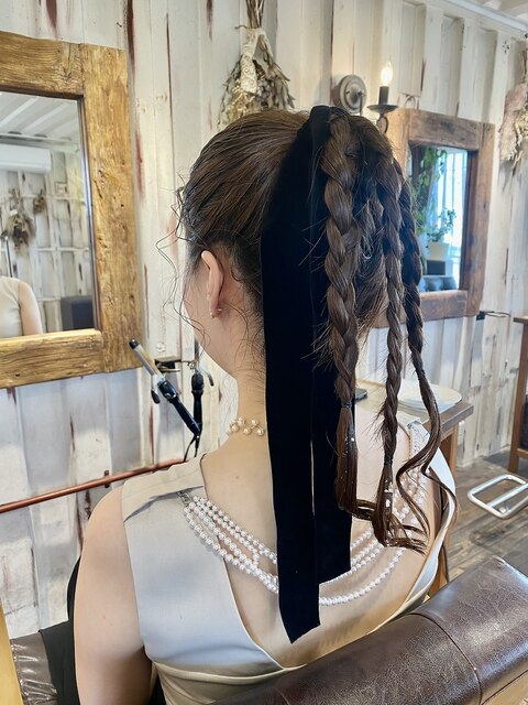 タイトめ！三つ編みポニーテールのヘアセット