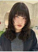 ロング顔周りレイヤーカット小顔カット艶髪20代30代40代