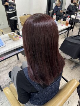 アジールヘア 所沢プロペ通り店(agir hair) レッドブラウン小顔カットワンレンロングケアブリーチ所沢韓国