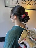 成人式　ヘアセット　編み込み　まとめ髪　辻堂