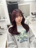 ブリーチなしダブルカラーワインレッド