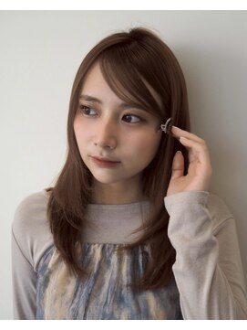 ノイ(noi) 顔周りレイヤーカットくびれヘアミルクティーベージュカラー