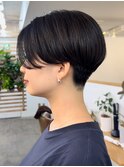 大人ショートボブ/ハンサムショート/前髪なし/30代40代50代