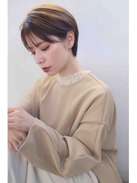 ムウ 難波(MOU) ショート暗めカラーグランマッシュデザインカラー20代30代40代