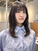 オリーブベージュ/レイヤーカット/顔周りレイヤー/シースルー