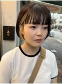 ぷつっときりっぱなしイヤリングカラーボブ