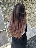 ワクヘアー(WaKu hair)&nbsp;バレイヤージュ×ピンクベージュ