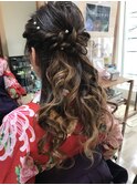 袴卒業式ハーフアップアレンジ【袴　浴衣　ヘアメイク　立川】