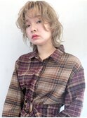 無造作ウルフ_毛先パーマことりベージュ_56830