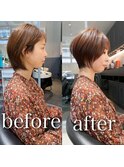 【斉藤】斜めバングで小顔ショートボブ【白髪染め可】【柏】