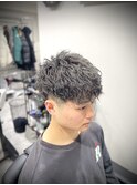 マッシュツイストスパイラルパーマ/フェード/理容室　顔剃り