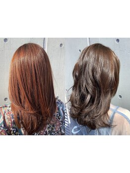 手触りから変わる若々しい髪へ―。こだわりのカラーで頭皮に負担をかけず、毛先まで圧倒的な透明感を再現◎