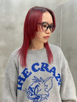 テトヘアー(teto hair) レッドカラー　赤髪　暖色　レッドヘア　姫カット