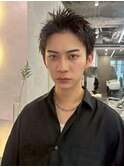 横浜スパイキーショートブルーブラック刈り上げアップバング3
