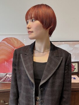 ヘアーアイストゥーレ(HAIR ICI TRE) ブリーチなしダブルカラー　オレンジブラウン　マッシュショート