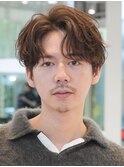 銀座新橋メンズ美容室センターパートマッシュメンズパーマ毛流れ