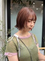 バートランド 白楽(Bertland)&nbsp;島田/顔まわりレイヤー くびれボブ オレンジ ブリーチ無し 白楽