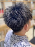 爽やかツーブロック×ナチュラル束感ショート[アッシュブラック]