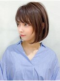小顔ショート/ベージュカラー/透け感ショートボブ/前髪パーマ