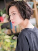 黒髪ダークアッシュ大人かわいいくせ毛風ボブa志木20代30代40代