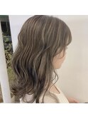 オリーブグレージュ/ハイライト/白髪ぼかしダブルカラー曳舟