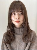 ハッシュカット フルバング 顔まわりレイヤー レイヤーロング