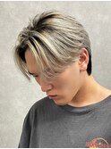 センターパートブリーチダブルカラーフェイスフレーミン