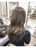 ブリーチなし/透明感カラー/グレージュ/レイヤーカット/韓国ヘア