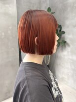 テトヘアー(teto hair)&nbsp;切りっぱなしボブ オレンジ ブリーチ