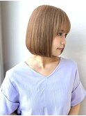 透明感カラー/ブロンド/切りっぱなしボブ/イメチェン/p北浦和