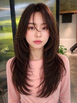 シオン(shion) 顔周りレイヤーロングイメチェン韓国ヘア_F21688