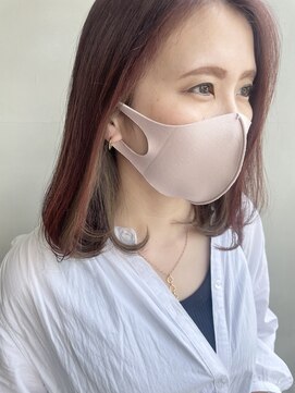 ヘアー アイス 御器所本店(HAIR ICI) 30代40代インナーカラーピンクベージュミルクティーベージュ