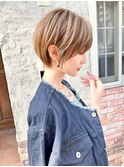ケアブリーチ白髪ぼかしハイライト×大人ガーリーショート[立川]