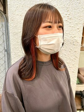 マジコ(Magico) ブリーチインナーカラーオレンジカラー前髪カットトリートメント