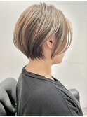 ★◎斜めバンググレージュカラーシルキーベージュデザインカラー