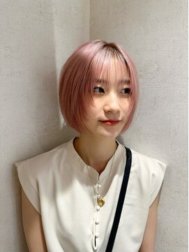 パーク(PAAQ) 【paaq田中智大】顔まわりレイヤーボブ×ペールピンク