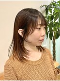 顔まわりカット/レイヤーカット/韓国/ロングヘア/グレージュ