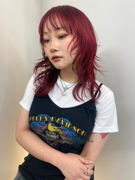 シティ(sity.) ウルフレイヤー　ダブルカラー　ピンクカラー　顔周りレイヤー