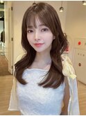 くびれヘア　韓国風巻き　チョコレートブラウン　小顔カット　