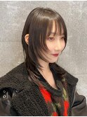 黒髪ミディアムレイヤーハッシュカットウルフロング美髪